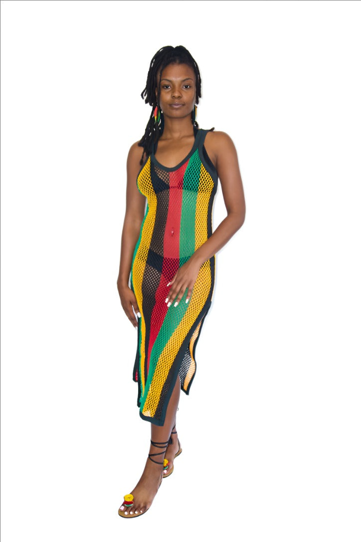 red yellow green mesh dress Vintage 90s y2K Mini Dress Mesh Net Multicolor Green Print V neck Bodycon M
