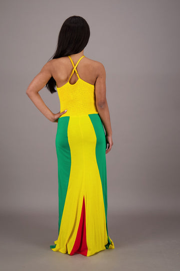 jamaican flag maxi dress Maxi Dress Jamaican Flag Dress Love for Jamaica Vintage Street Style Bohemia Long Dresses High Waist Design Oversized Vestido