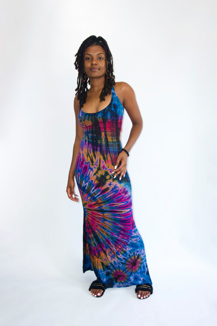 Tie Dye Maxi Turquoise Blue / One size