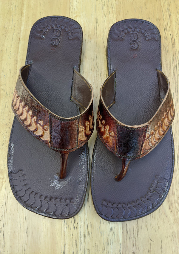 Leather push toe slippers