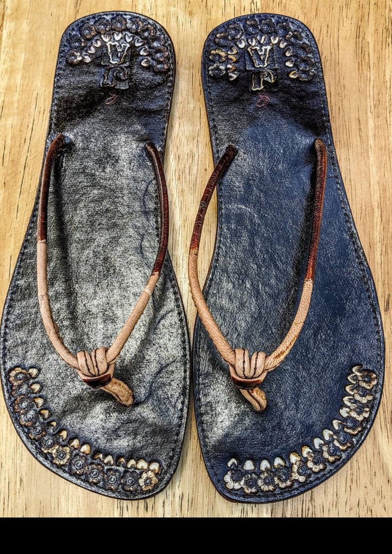 Leather  Two Strap Slippers